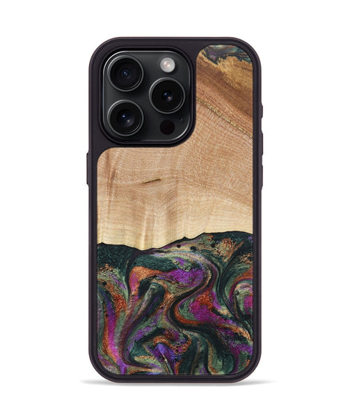 iPhone 15 Pro Wood+Resin Phone Case - Hailee (Green, 697010)