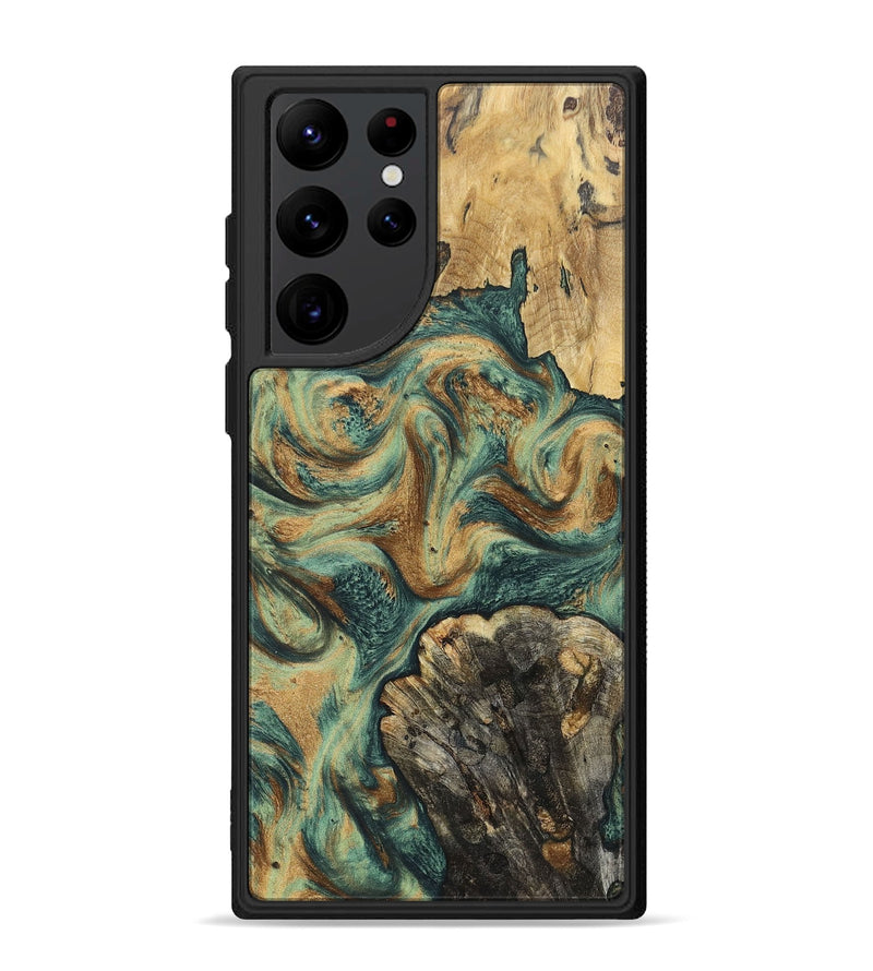 Galaxy S22 Ultra Wood+Resin Phone Case - Walker (Green, 697012)