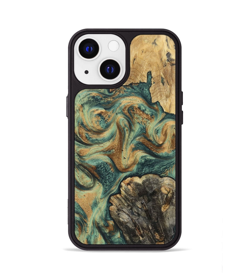 iPhone 13 Wood+Resin Phone Case - Walker (Green, 697012)