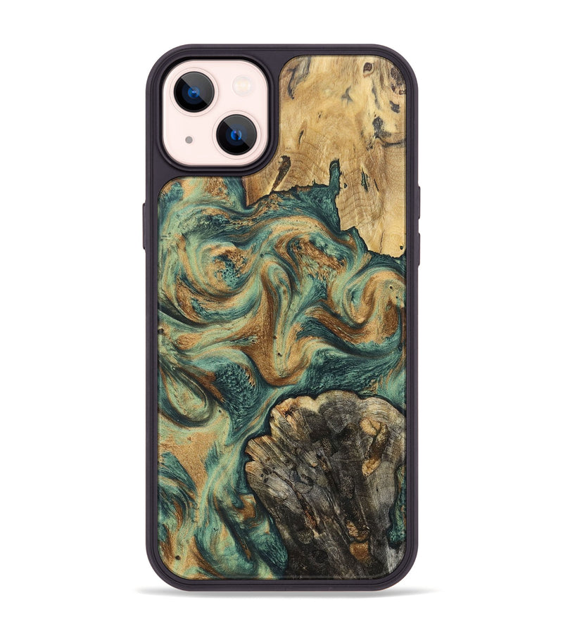 iPhone 14 Plus Wood+Resin Phone Case - Walker (Green, 697012)