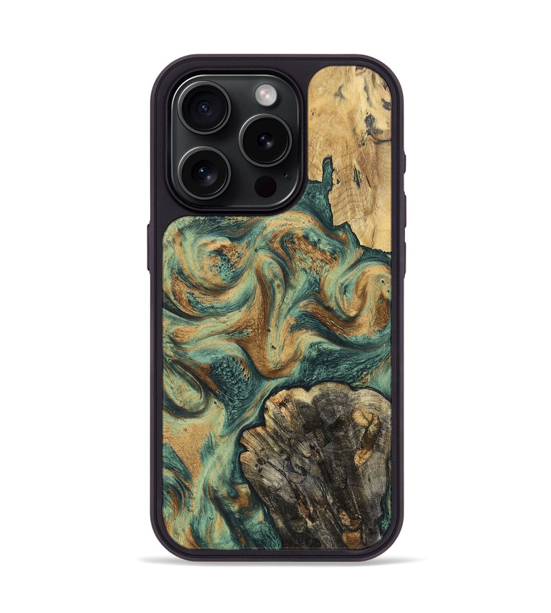iPhone 15 Pro Wood+Resin Phone Case - Walker (Green, 697012)