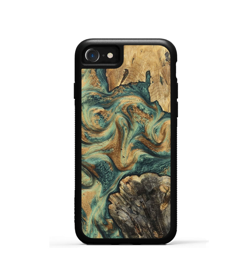 iPhone SE Wood+Resin Phone Case - Walker (Green, 697012)