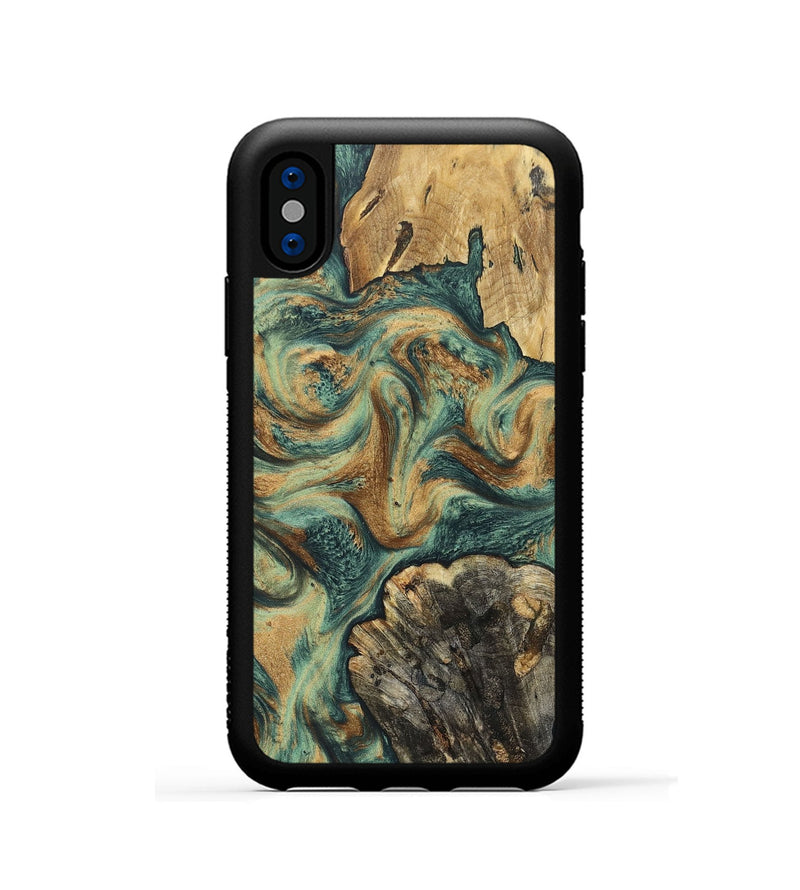 iPhone Xs Wood+Resin Phone Case - Walker (Green, 697012)