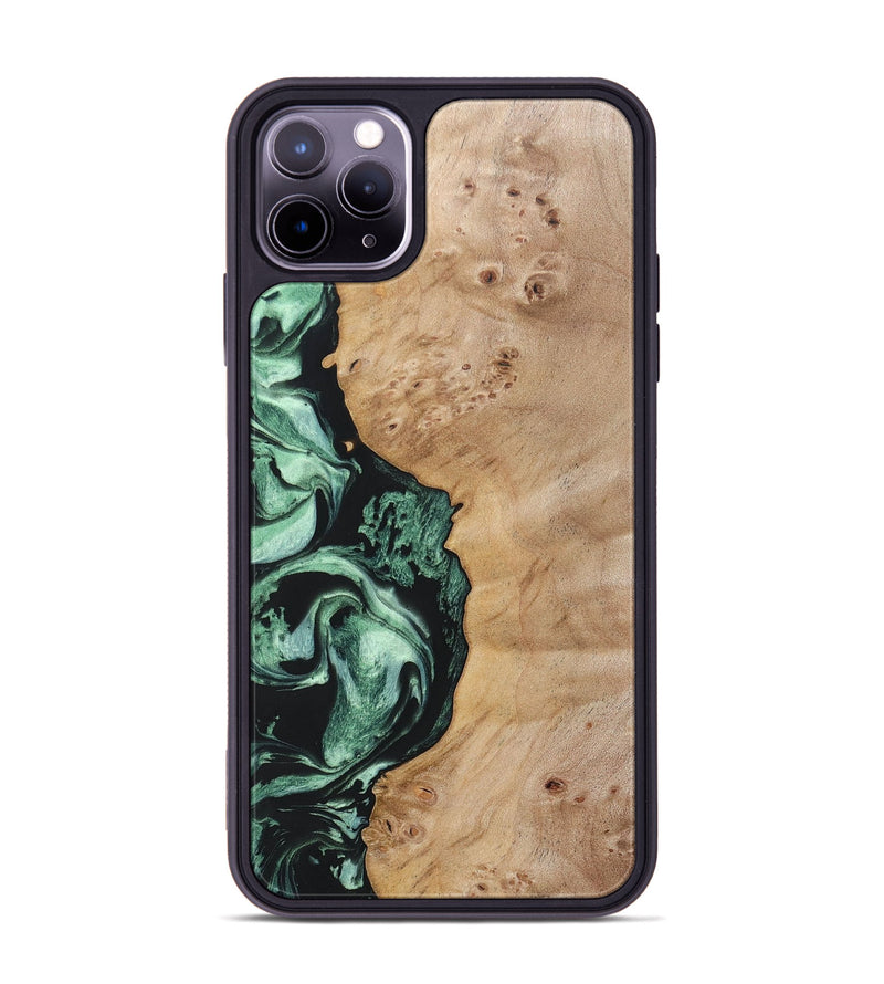 iPhone 11 Pro Max Wood+Resin Phone Case - Brinley (Green, 697013)