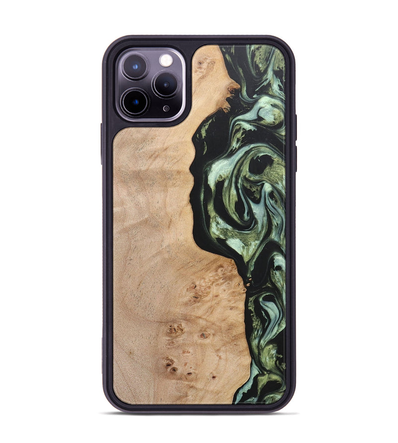 iPhone 11 Pro Max Wood+Resin Phone Case - Barbara (Green, 697015)