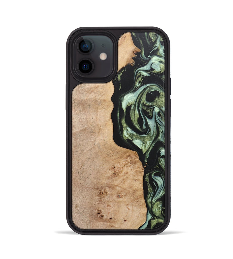 iPhone 12 Wood+Resin Phone Case - Barbara (Green, 697015)
