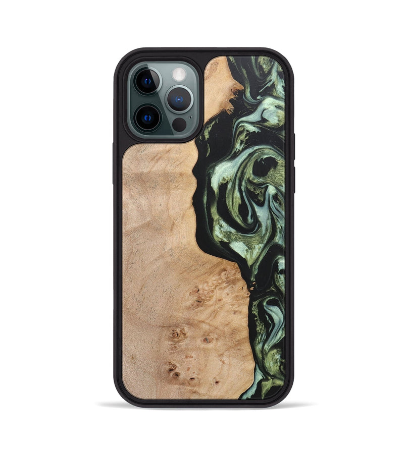 iPhone 12 Pro Wood+Resin Phone Case - Barbara (Green, 697015)