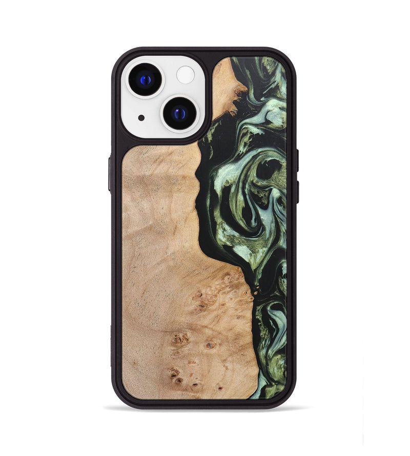 iPhone 13 Wood+Resin Phone Case - Barbara (Green, 697015)