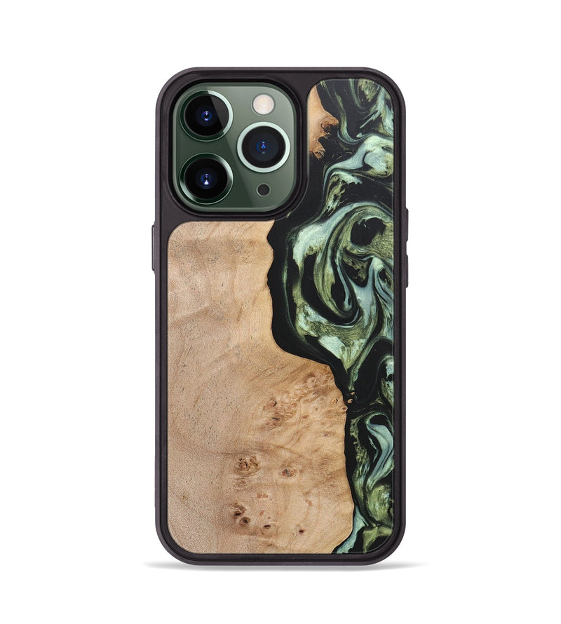 iPhone 13 Pro Wood+Resin Phone Case - Barbara (Green, 697015)