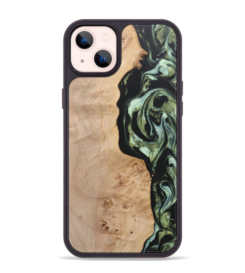 iPhone 14 Plus Wood+Resin Phone Case - Barbara (Green, 697015)
