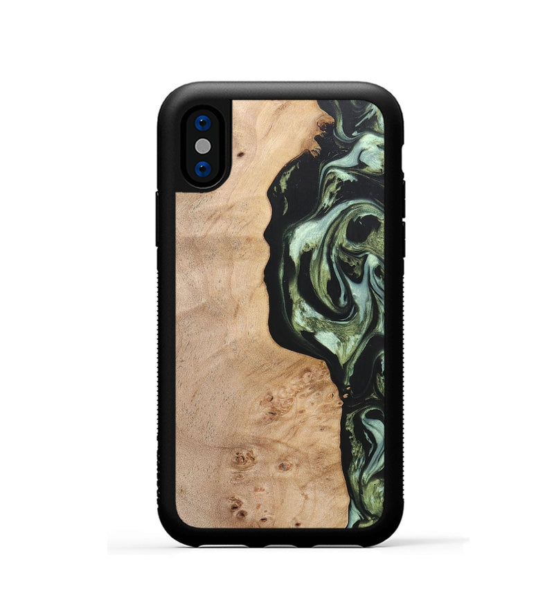 iPhone Xs Wood+Resin Phone Case - Barbara (Green, 697015)