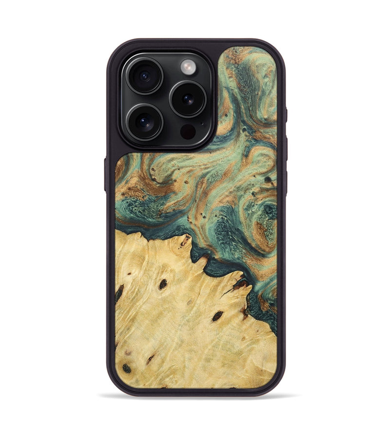 iPhone 15 Pro Wood+Resin Phone Case - Porter (Green, 697016)