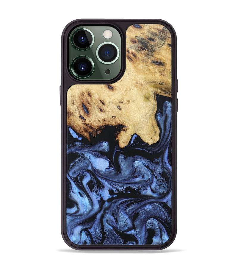 iPhone 13 Pro Max Wood+Resin Phone Case - Joanna (Blue, 697023)