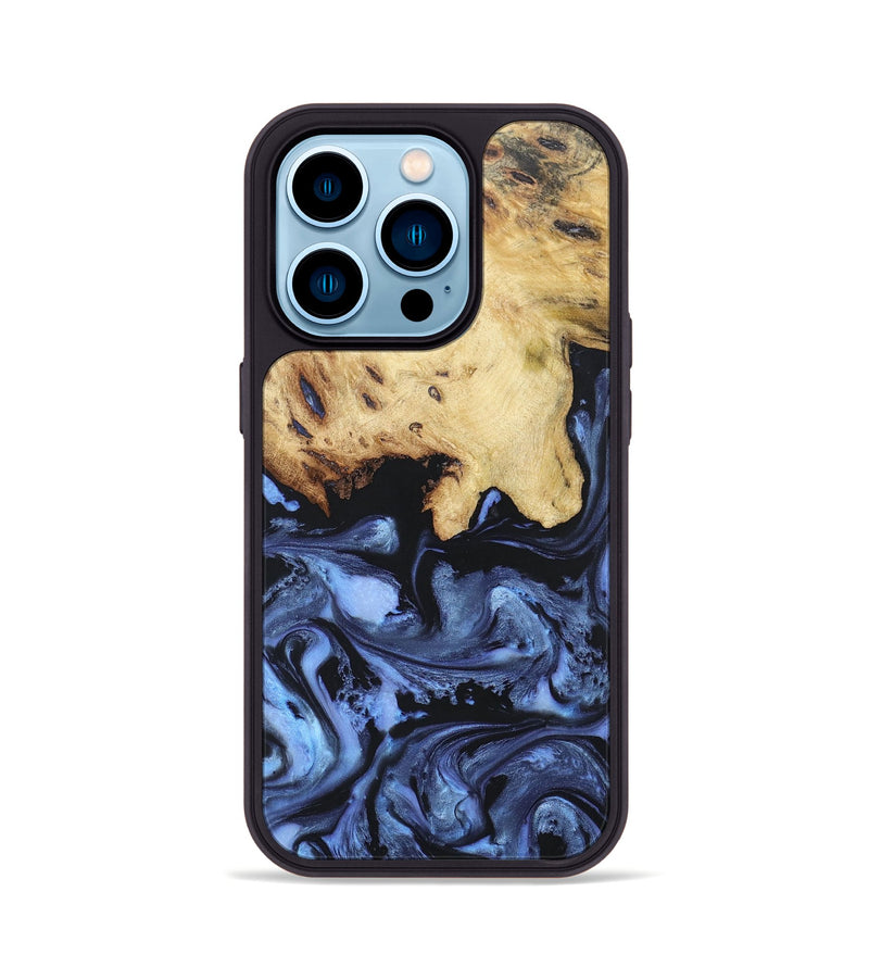 iPhone 14 Pro Wood+Resin Phone Case - Joanna (Blue, 697023)