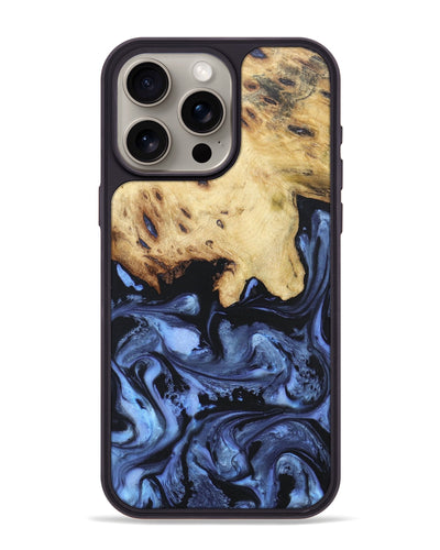 iPhone 15 Pro Max Wood+Resin Phone Case - Joanna (Blue, 697023)