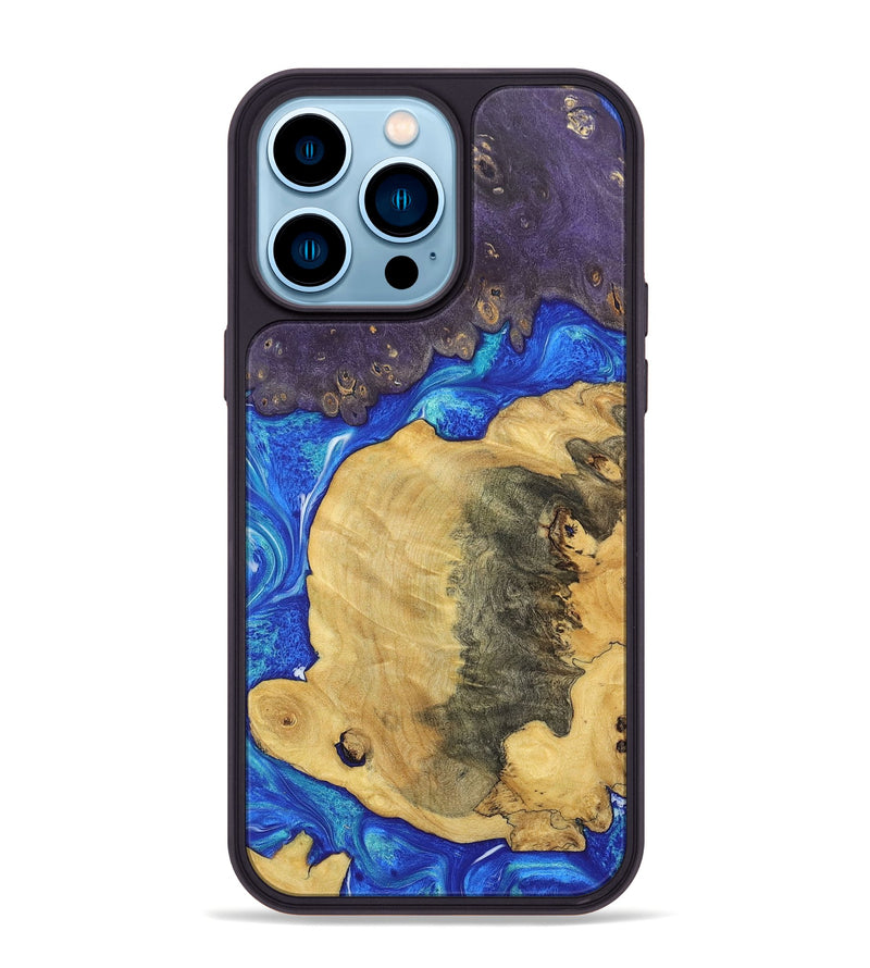 iPhone 14 Pro Max Wood+Resin Phone Case - Robbie (Mosaic, 697030)