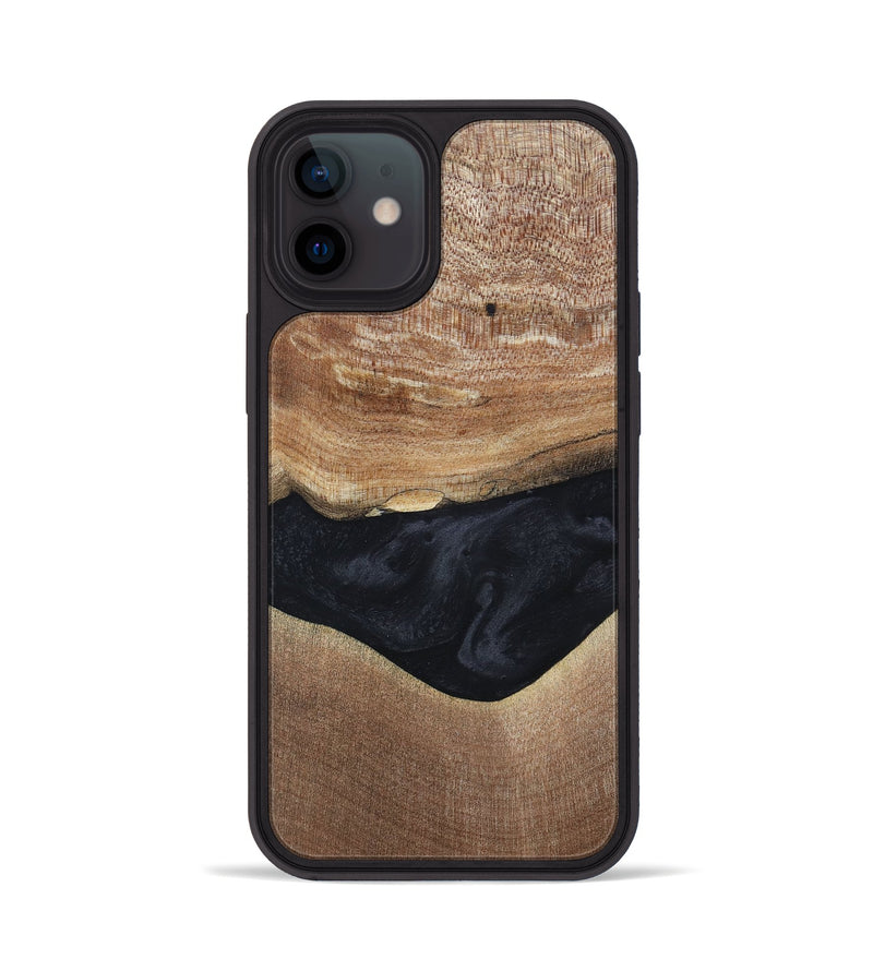 iPhone 12 Wood+Resin Phone Case - Lyric (Pure Black, 697055)
