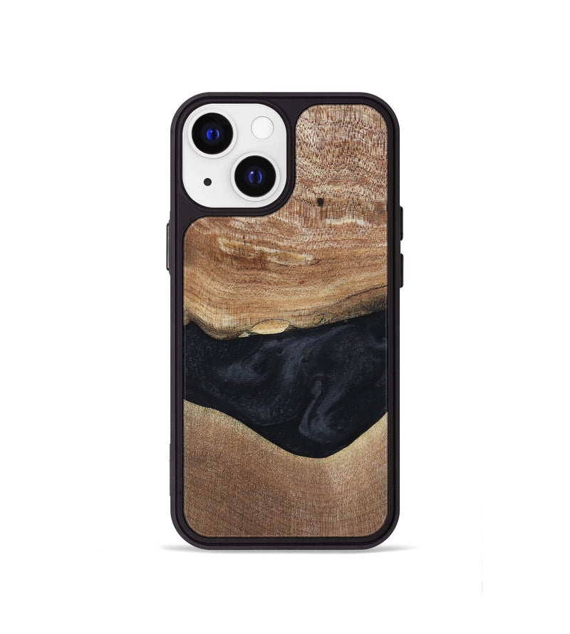 iPhone 13 mini Wood+Resin Phone Case - Lyric (Pure Black, 697055)
