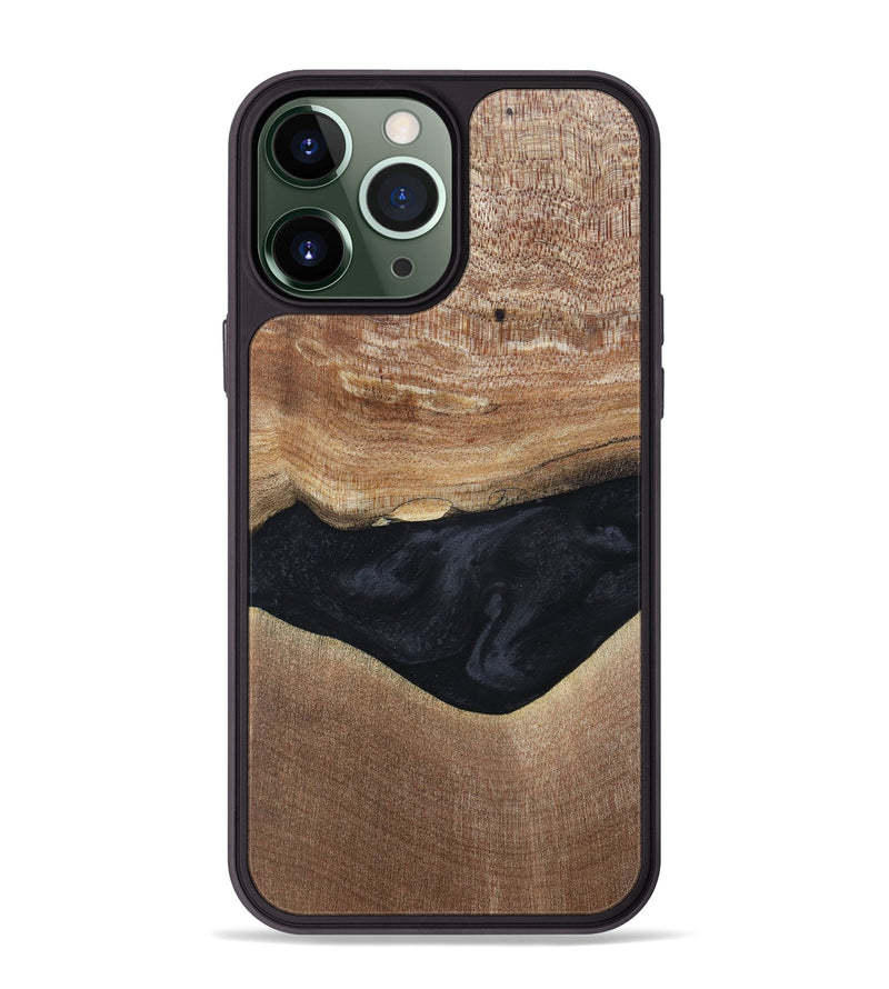 iPhone 13 Pro Max Wood+Resin Phone Case - Lyric (Pure Black, 697055)