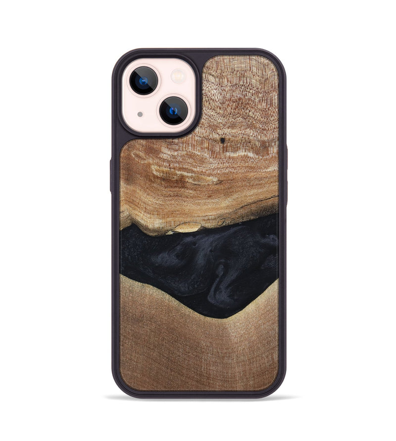 iPhone 14 Wood+Resin Phone Case - Lyric (Pure Black, 697055)