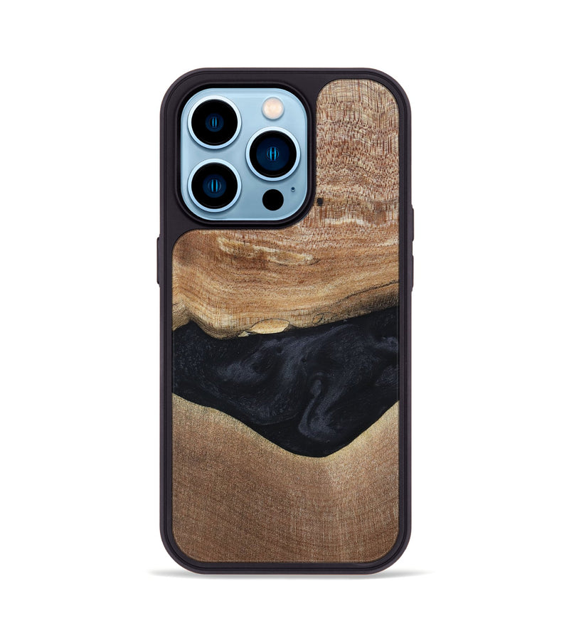 iPhone 14 Pro Wood+Resin Phone Case - Lyric (Pure Black, 697055)