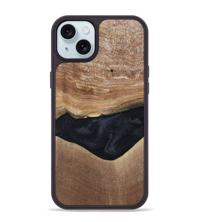 iPhone 15 Plus Wood+Resin Phone Case - Lyric (Pure Black, 697055)