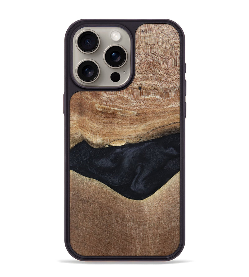iPhone 15 Pro Max Wood+Resin Phone Case - Lyric (Pure Black, 697055)