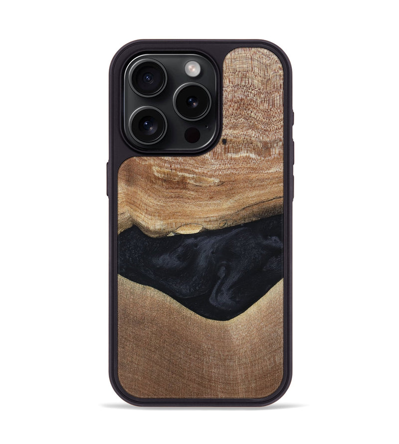 iPhone 15 Pro Wood+Resin Phone Case - Lyric (Pure Black, 697055)
