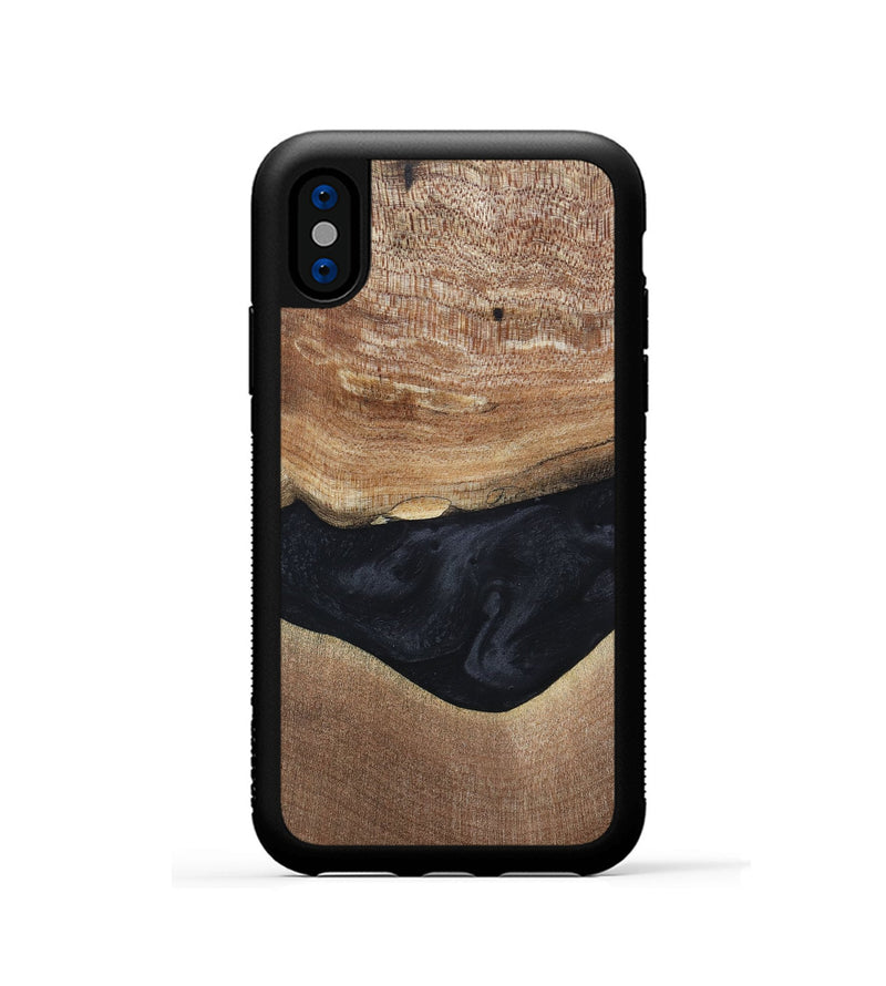 iPhone Xs Wood+Resin Phone Case - Lyric (Pure Black, 697055)