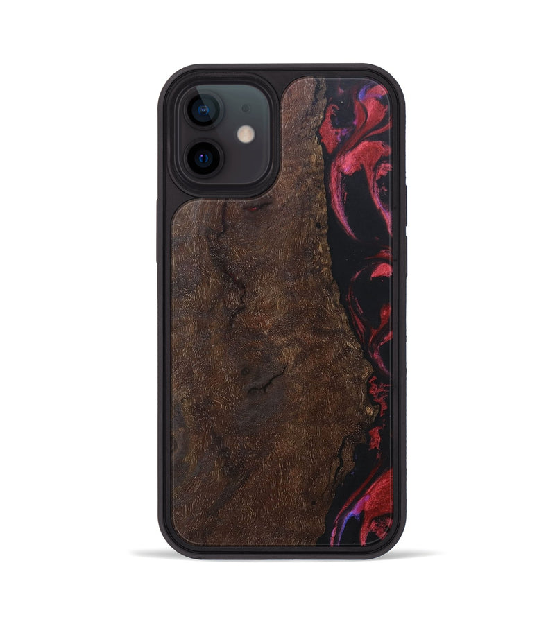 iPhone 12 Wood+Resin Phone Case - Clint (Red, 697065)
