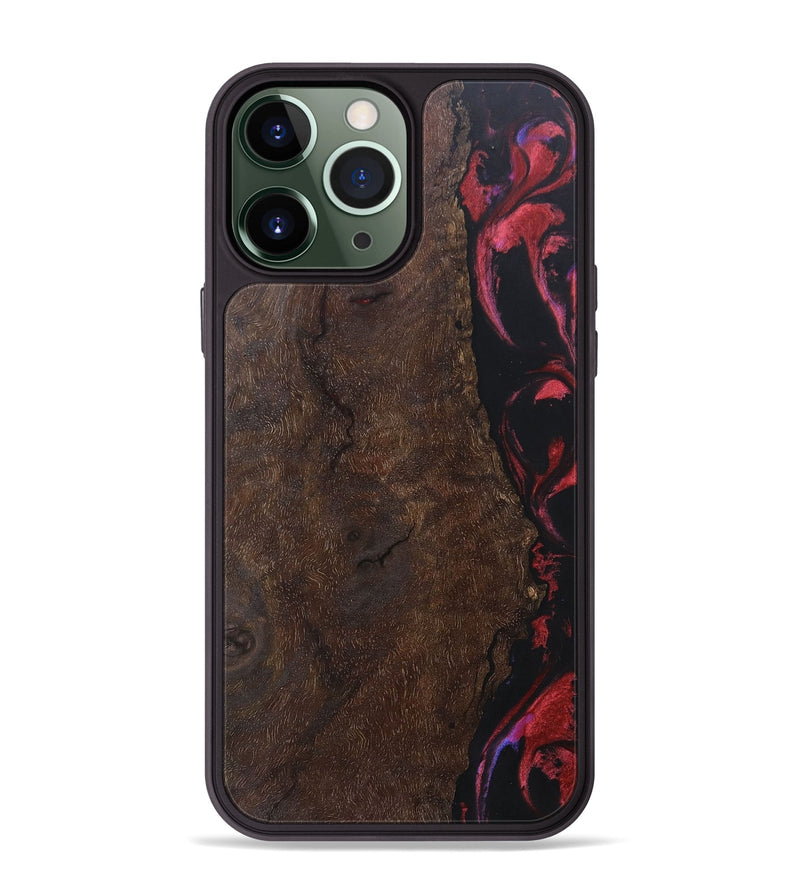 iPhone 13 Pro Max Wood+Resin Phone Case - Clint (Red, 697065)