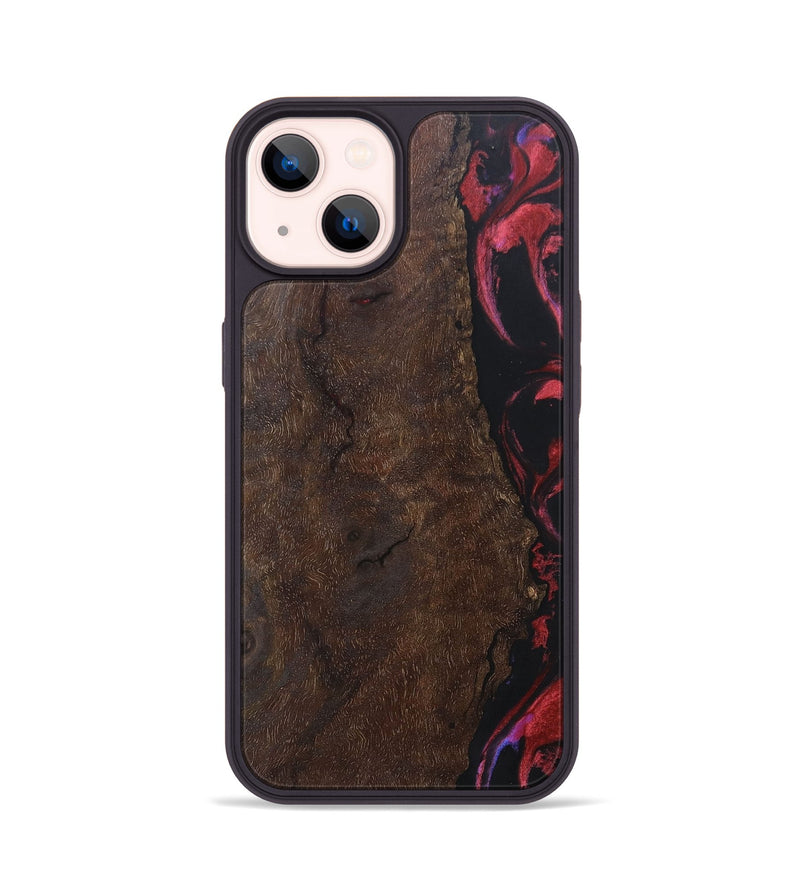 iPhone 14 Wood+Resin Phone Case - Clint (Red, 697065)