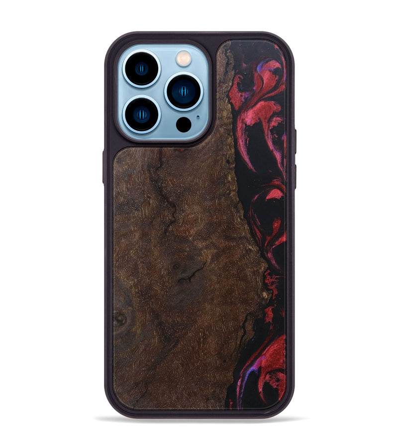 iPhone 14 Pro Max Wood+Resin Phone Case - Clint (Red, 697065)