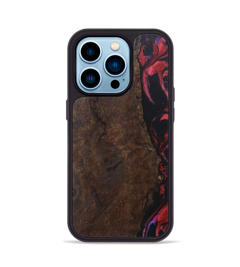 iPhone 14 Pro Wood+Resin Phone Case - Clint (Red, 697065)