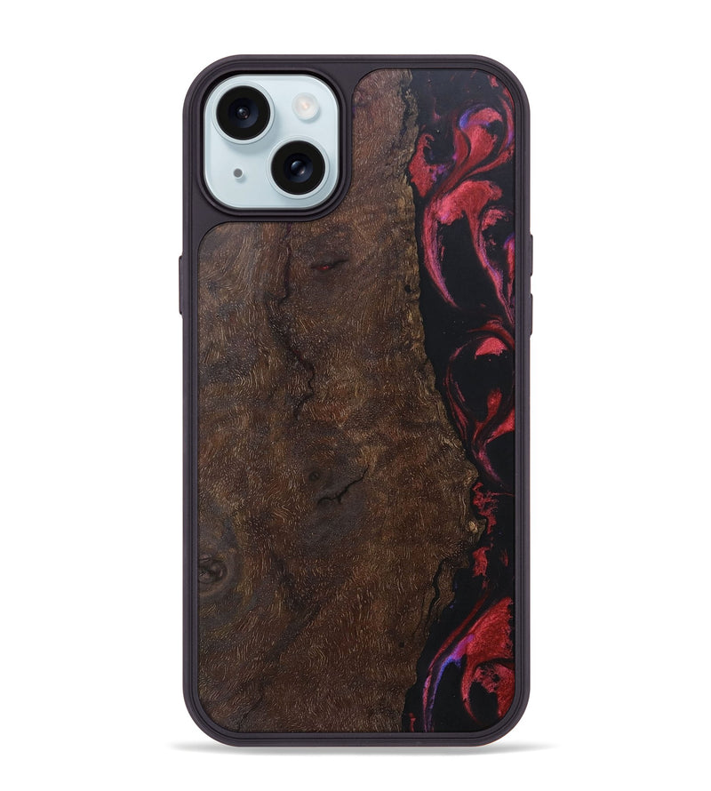 iPhone 15 Plus Wood+Resin Phone Case - Clint (Red, 697065)