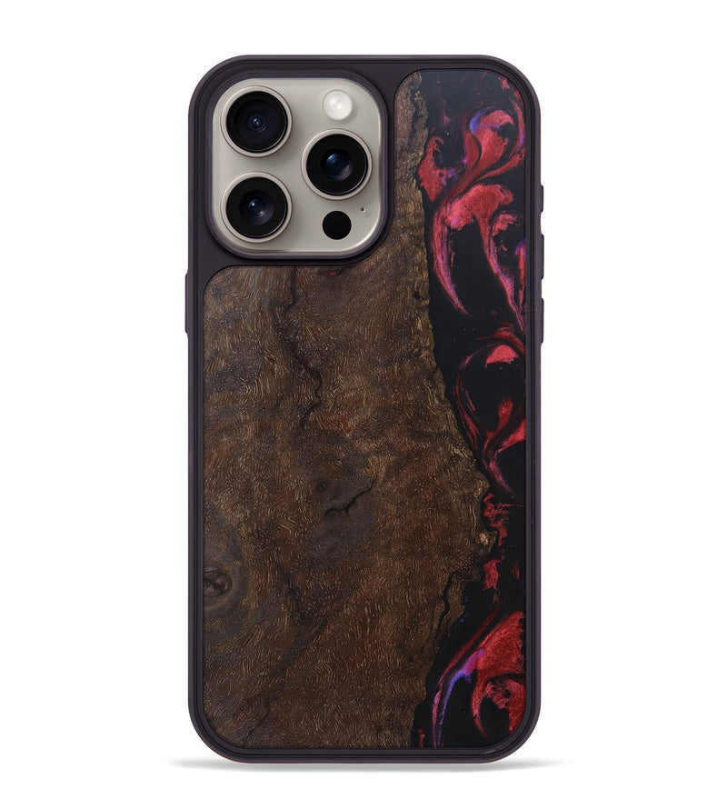 iPhone 15 Pro Max Wood+Resin Phone Case - Clint (Red, 697065)