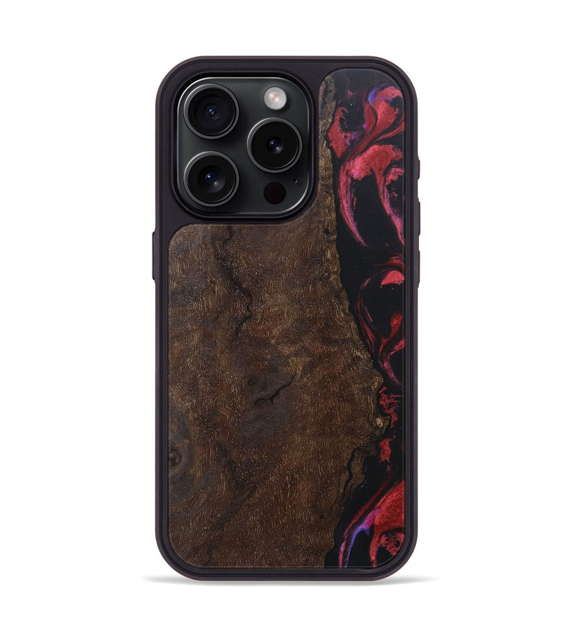 iPhone 15 Pro Wood+Resin Phone Case - Clint (Red, 697065)