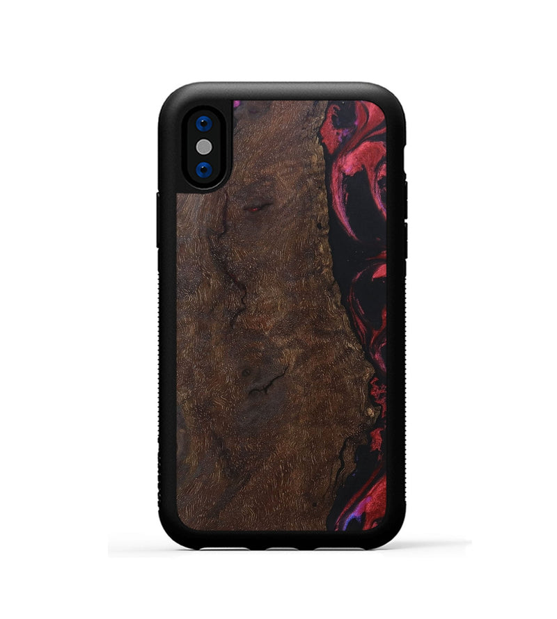 iPhone Xs Wood+Resin Phone Case - Clint (Red, 697065)