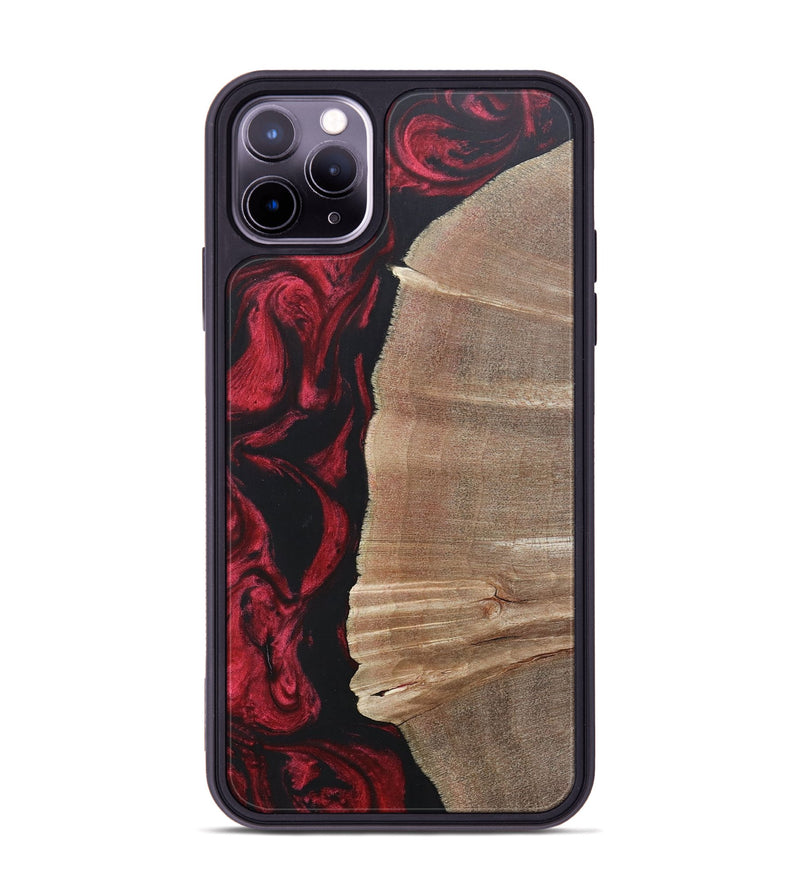 iPhone 11 Pro Max Wood+Resin Phone Case - Anthony (Red, 697068)