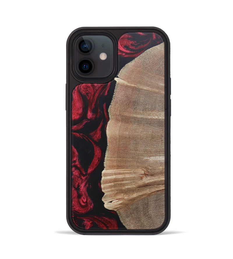iPhone 12 Wood+Resin Phone Case - Anthony (Red, 697068)