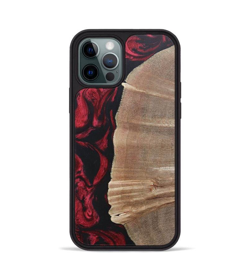 iPhone 12 Pro Wood+Resin Phone Case - Anthony (Red, 697068)