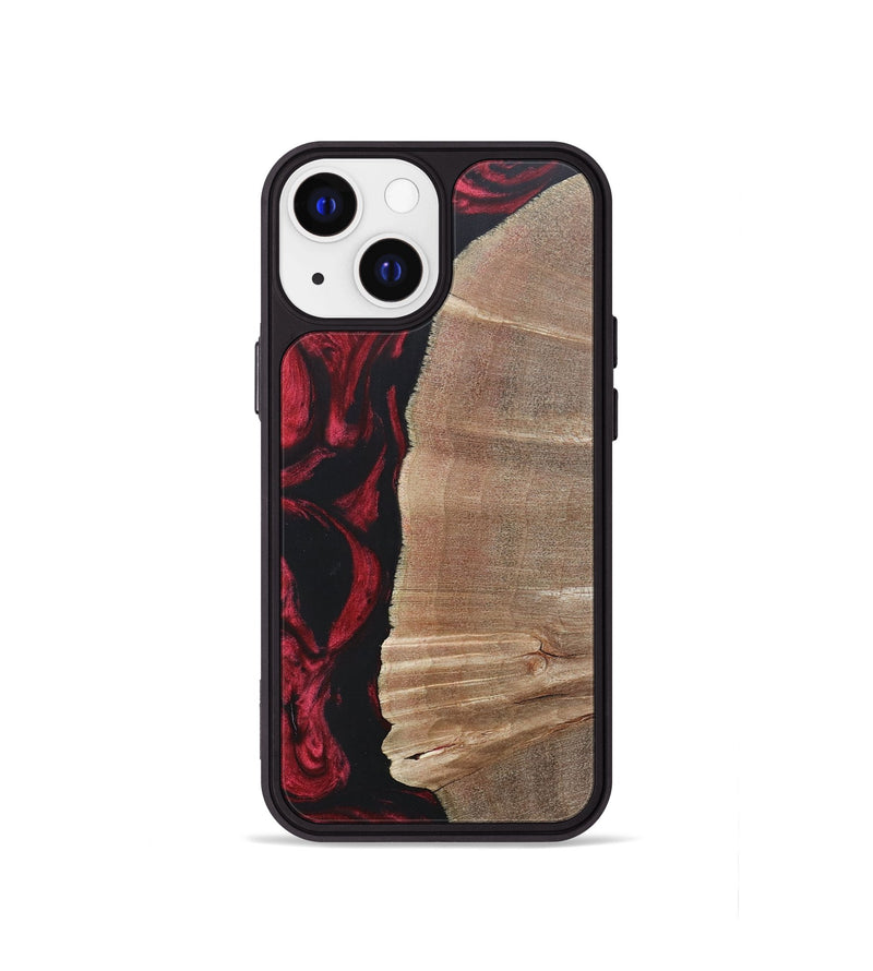 iPhone 13 mini Wood+Resin Phone Case - Anthony (Red, 697068)