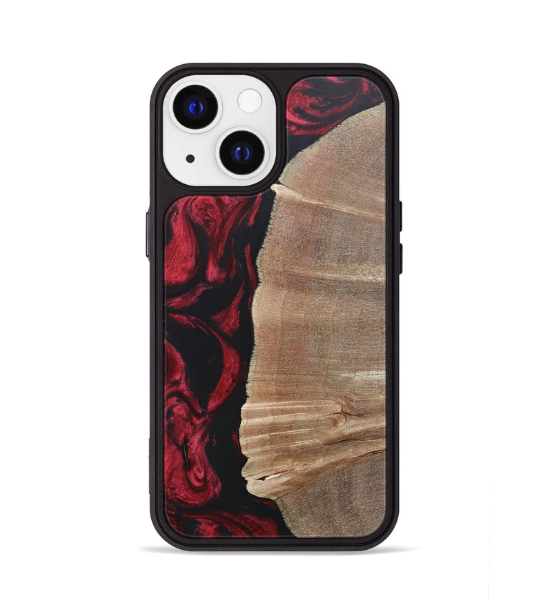 iPhone 13 Wood+Resin Phone Case - Anthony (Red, 697068)