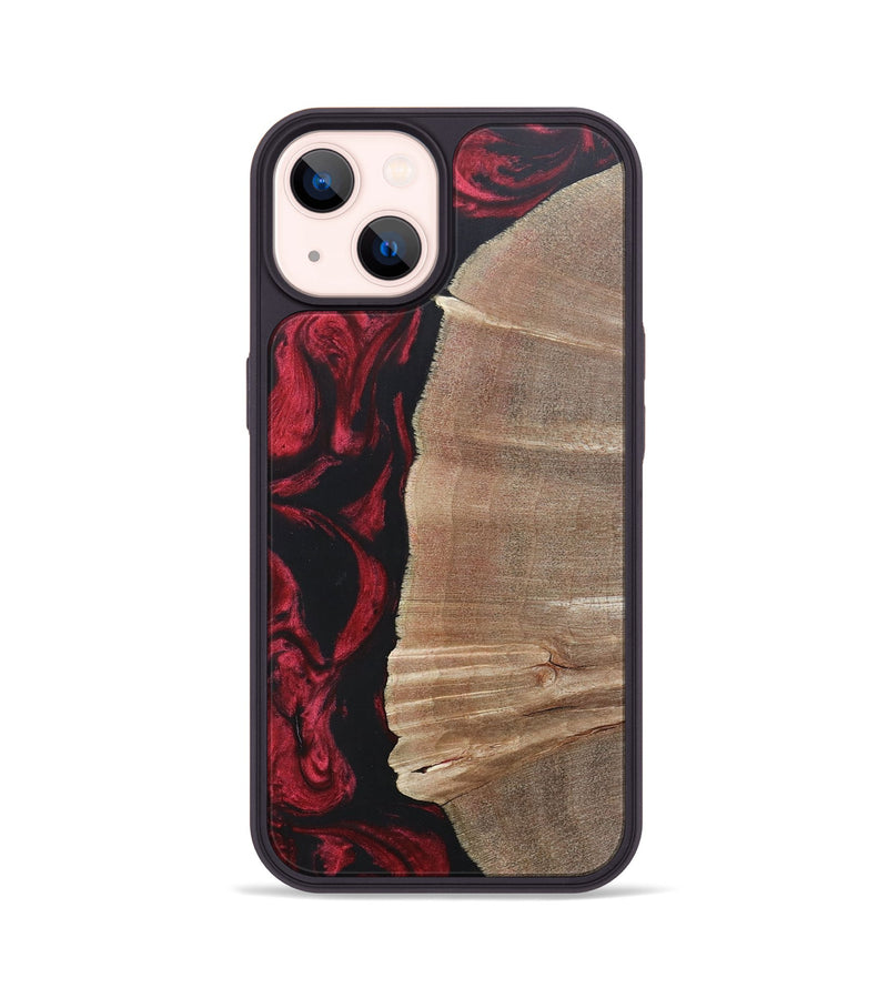 iPhone 14 Wood+Resin Phone Case - Anthony (Red, 697068)