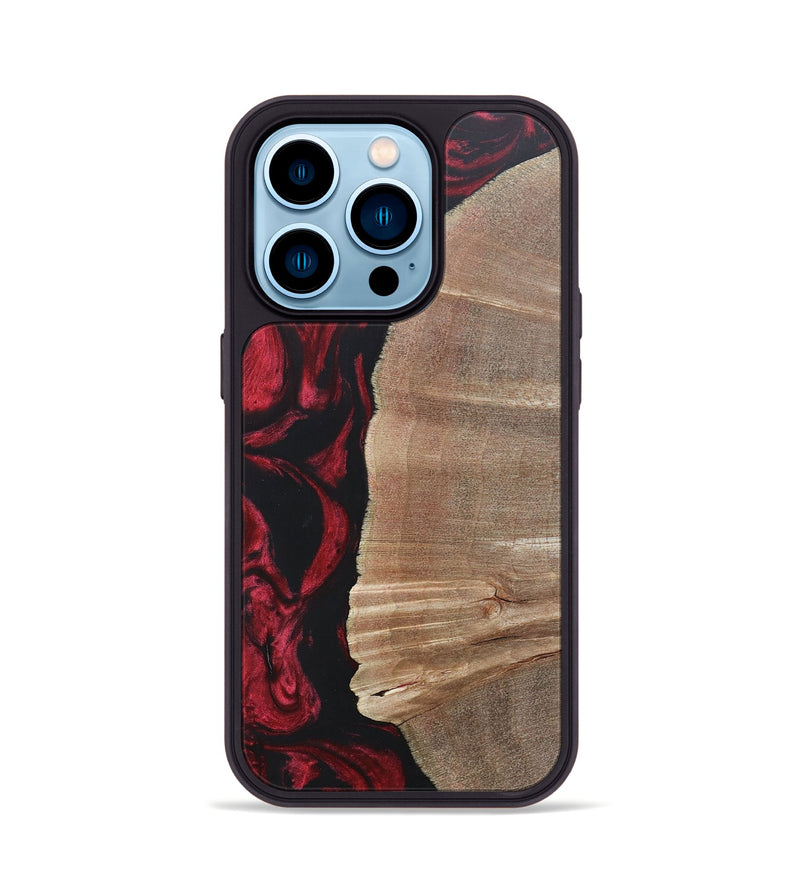 iPhone 14 Pro Wood+Resin Phone Case - Anthony (Red, 697068)