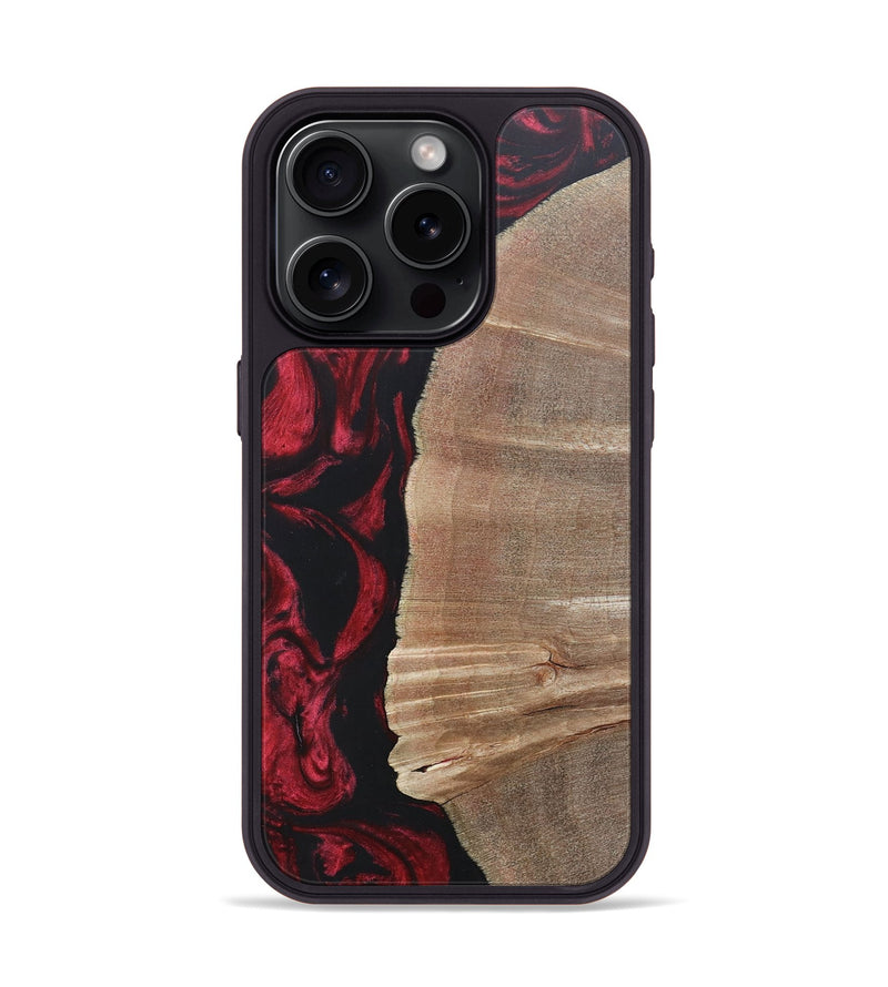 iPhone 15 Pro Wood+Resin Phone Case - Anthony (Red, 697068)