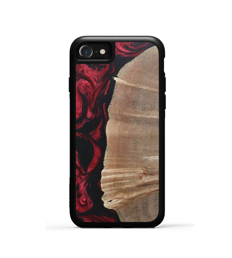 iPhone SE Wood+Resin Phone Case - Anthony (Red, 697068)