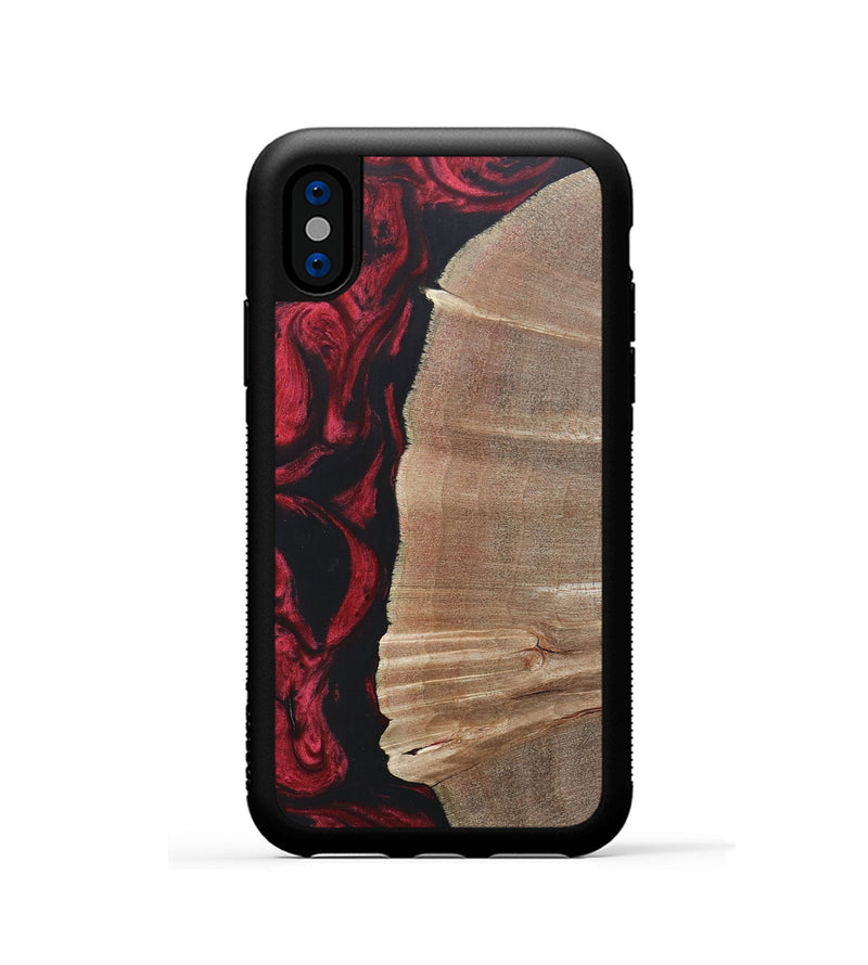 iPhone Xs Wood+Resin Phone Case - Anthony (Red, 697068)