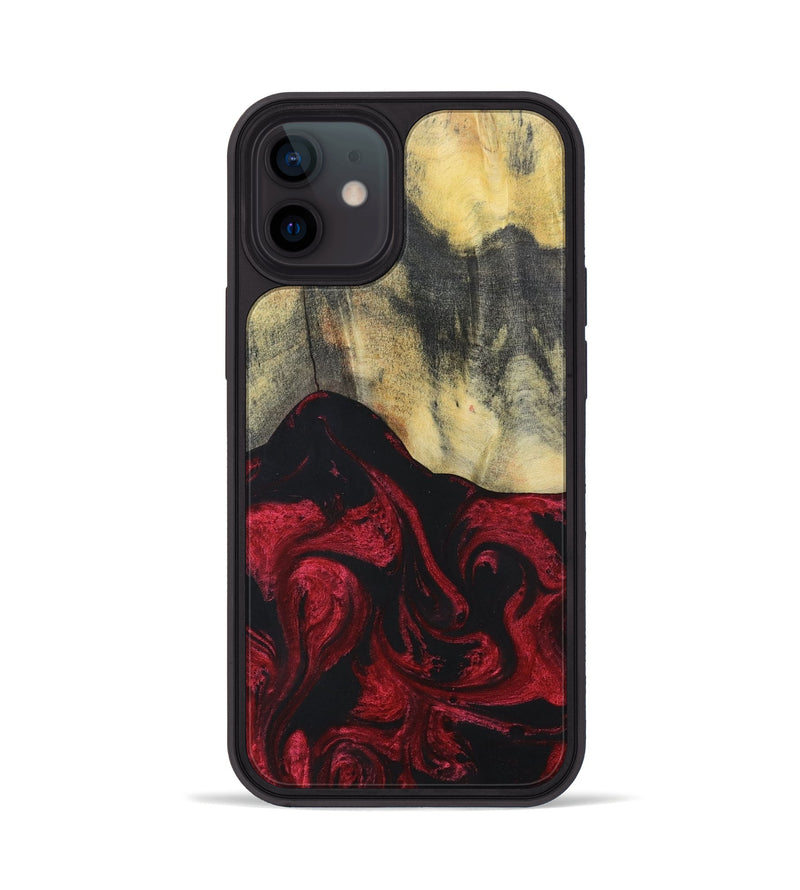 iPhone 12 Wood+Resin Phone Case - Jasper (Red, 697072)