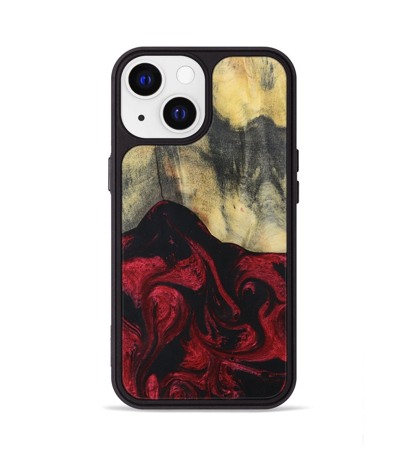 iPhone 13 Wood+Resin Phone Case - Jasper (Red, 697072)